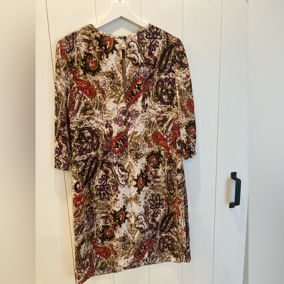 Lotus Flower / Hemp plant / Paisley Motif Eco-friendly Shift Dress KUT Size 6 - Picture 3 of 10